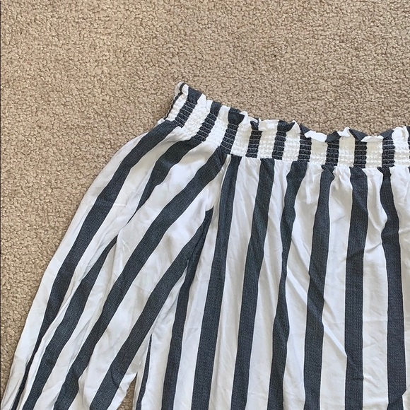 White and blue striped off the shoulder top S - Picture 5 of 7